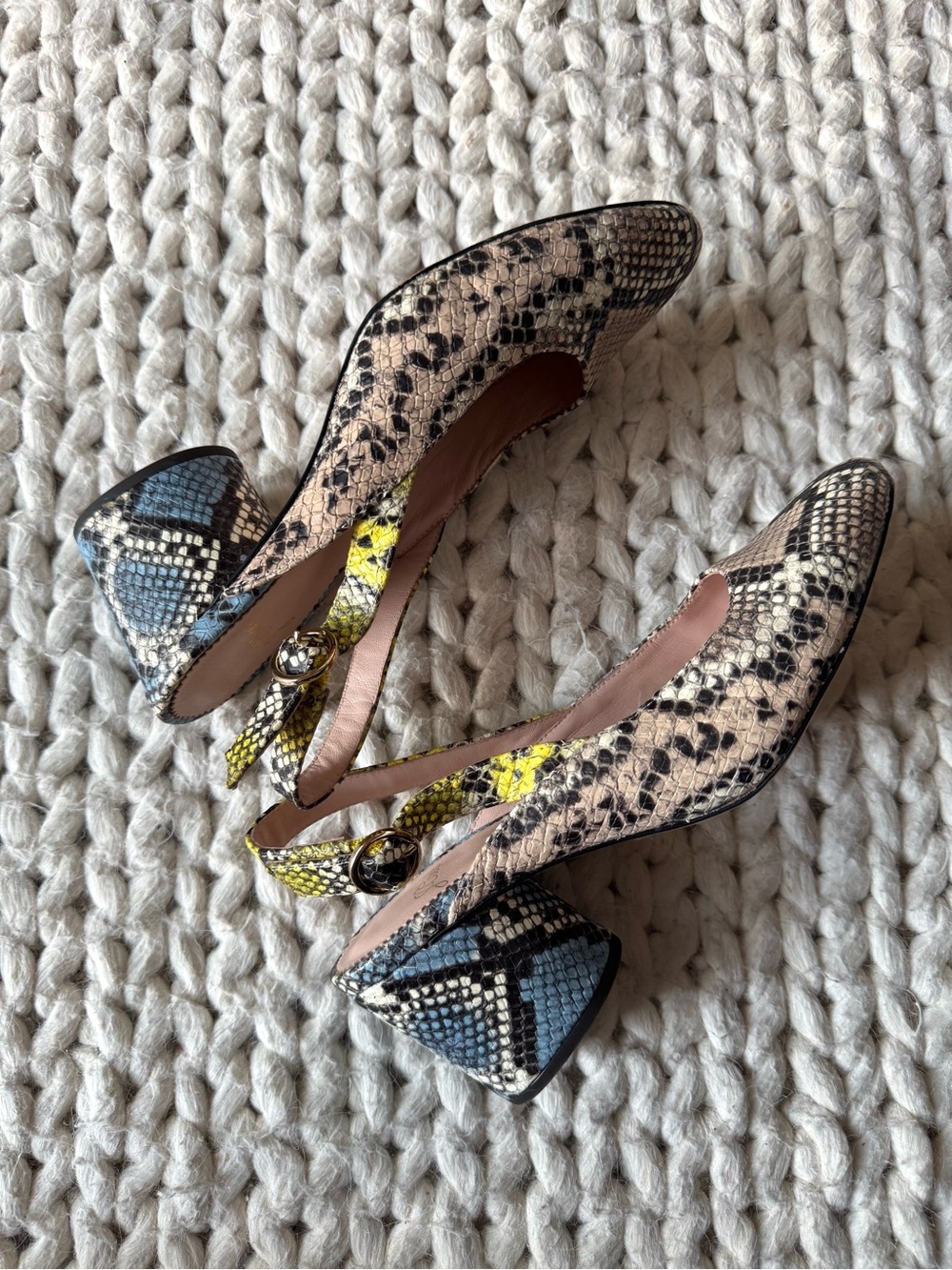 J. Crew Slingback Sage Pumps in Mixed Snake, 7.5